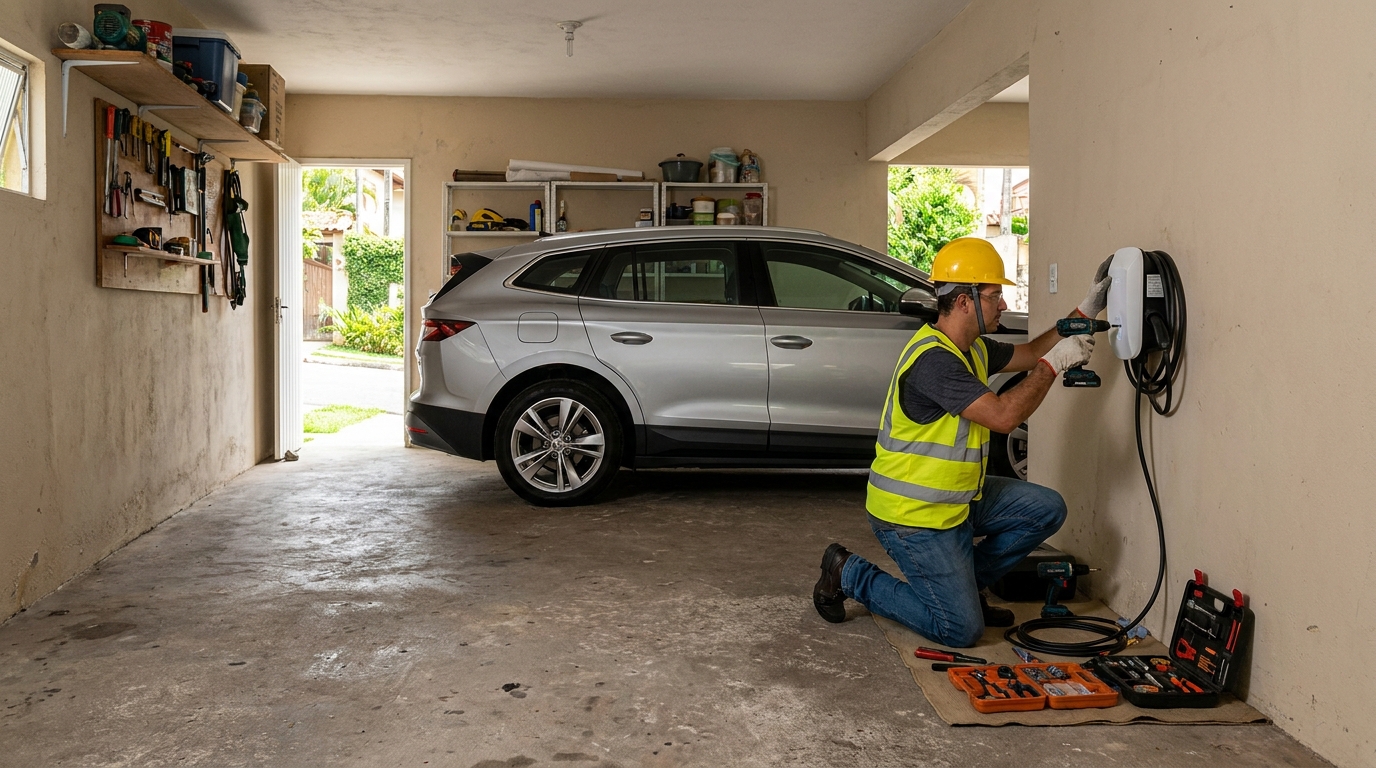 Instalacao de carregador de carro eletrico residencial em Campinas‑SP